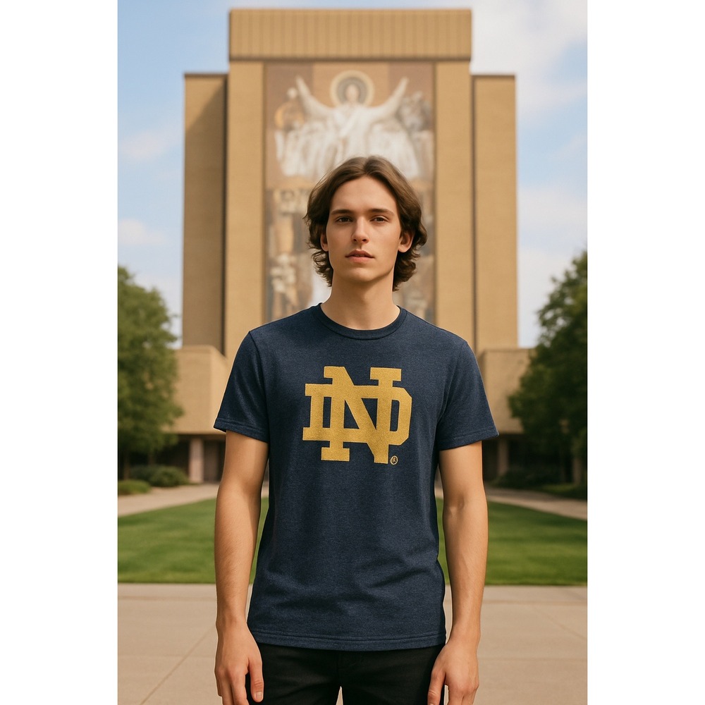 Adidas Notre Dame Fighting‎ Irish Mens T-Shirt XL Short Sleeve Blue College